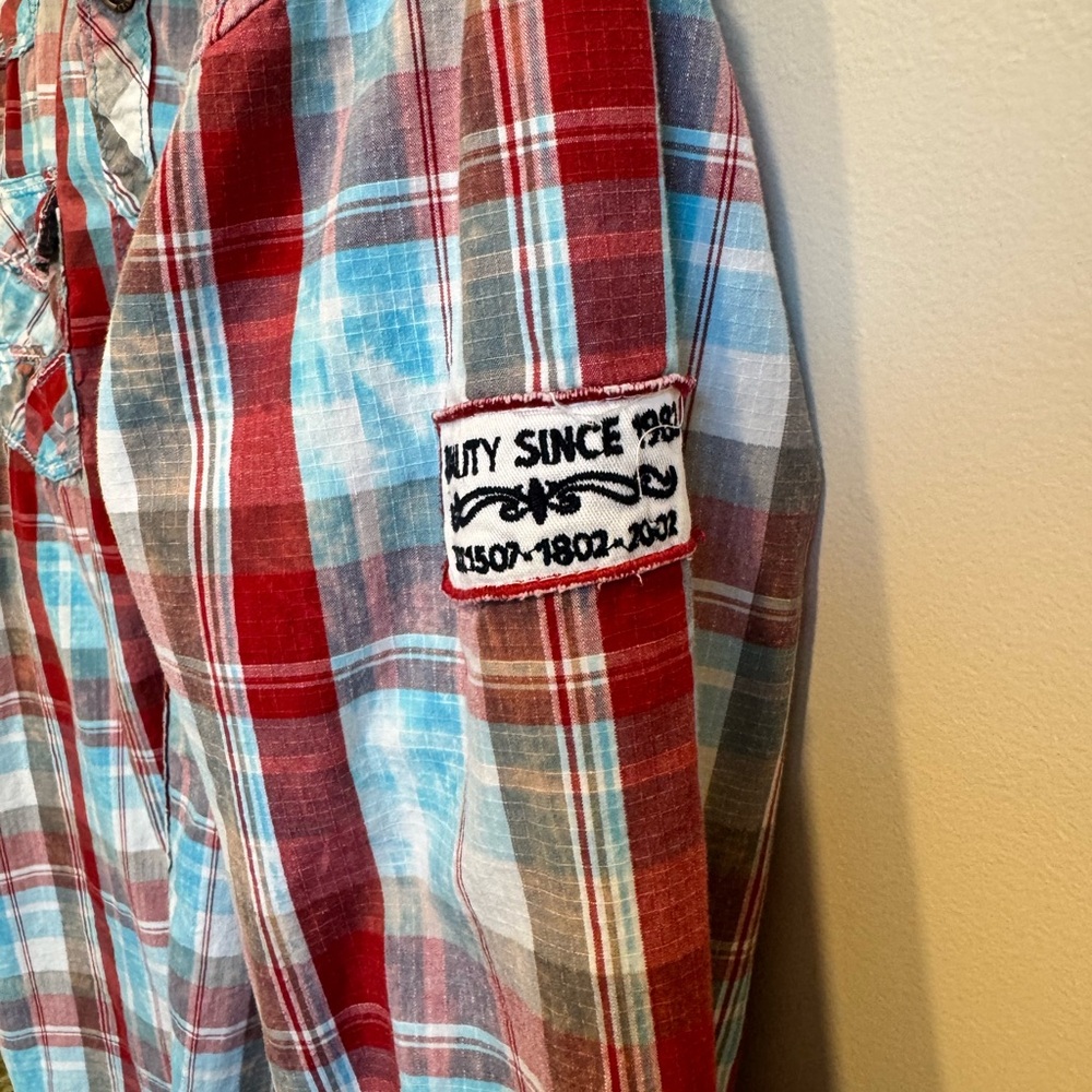 BKE Vintage blue & red Button Down shirt - Picture 4 of 4